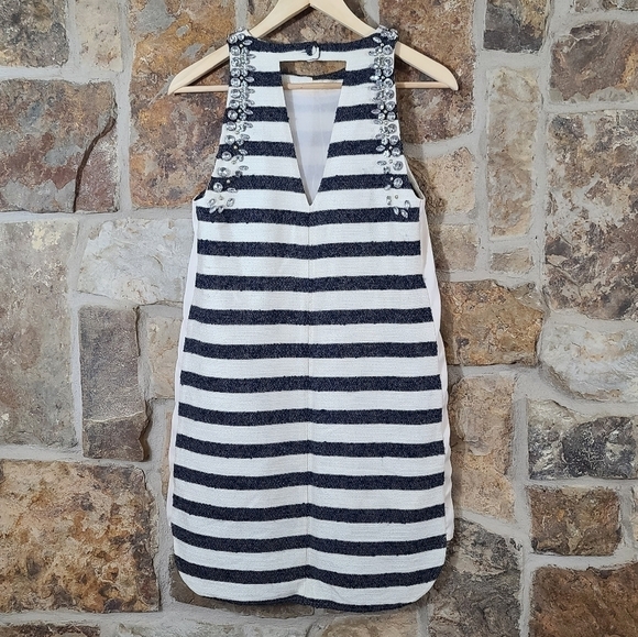 BY Malene Birger XS 34 Chyrel Tweed Boucle Striped Dress + Embellishments - Picture 6 of 11